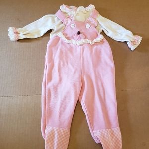Baby bunny overalls with coordinating white shirt